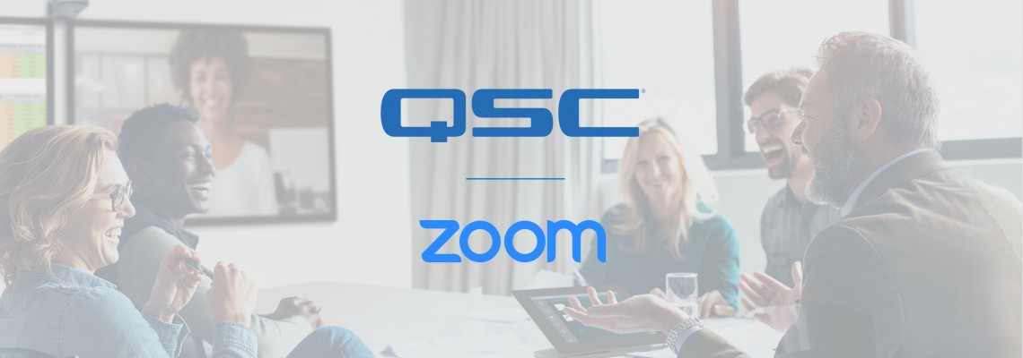 O QSC oferece soluções de salas de reunião para salas Zoom